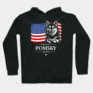 Proud Pomsky Mom American Flag patriotic dog Hoodie